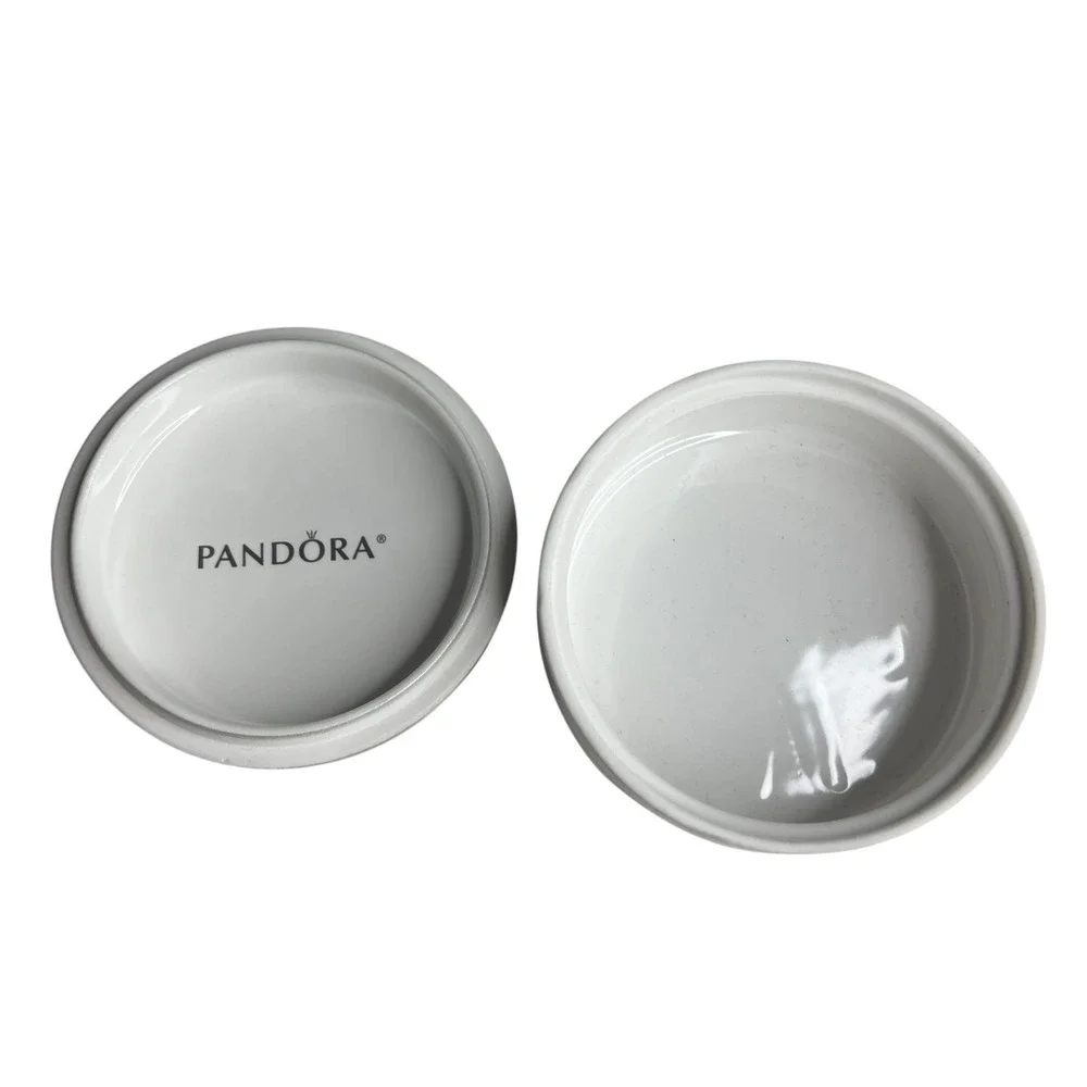Retired Pandora Shine Bright Porcelain Round Jewelry Trinket Gift Box